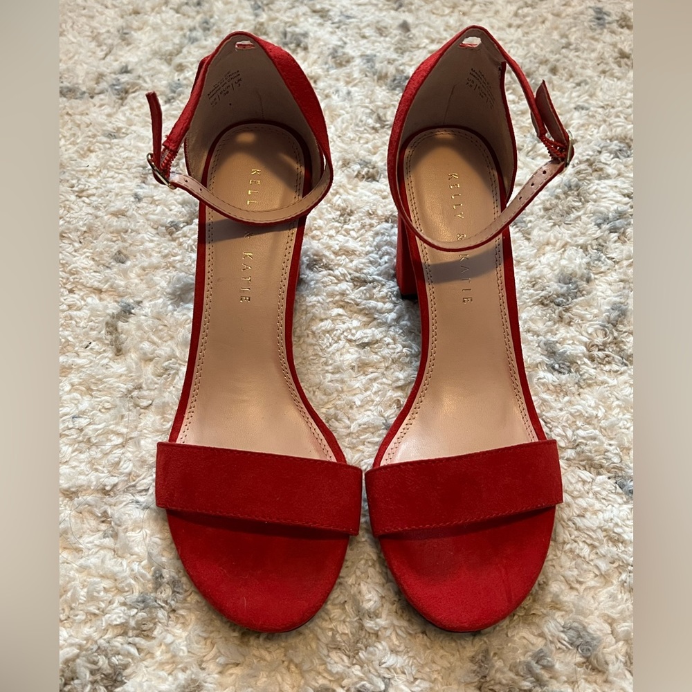 New Kelly & Katie Red Suede Heels 7.5